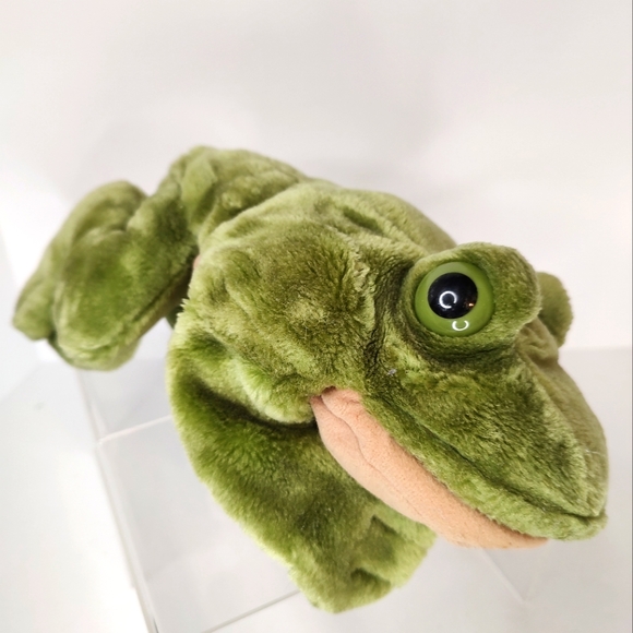 Folkmanis Folktails Plush Green Frog Hand Puppet Lake Pond Nature Stuffed Animal - Picture 1 of 9